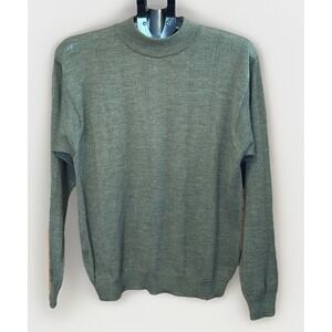 Linea Uomo Sweater Mens S Green Wool Blend Pullover Long Sleeve Mock Neck EUC